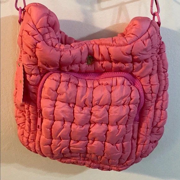 Pink Puffer Crossbody Bag with Adjustable Strap - Picture 4 of 8